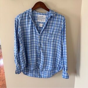 Frank & Eileen Flannel Shirt Blue (xs) women button up relaxed italian classic